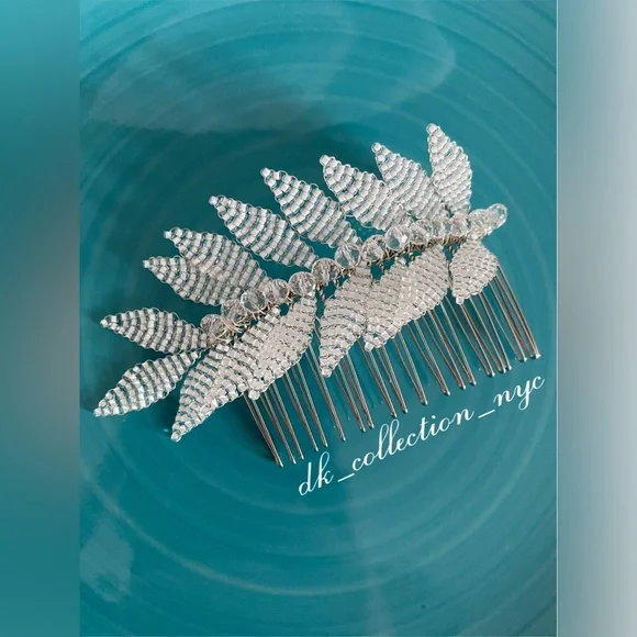 Handmade bead hair comb, made by me. 413639914844816.jpg main image 3